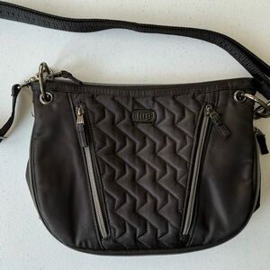 Lug Swivel Quilted Convertible Expandable RFID Crossbody Bag Black NWOT